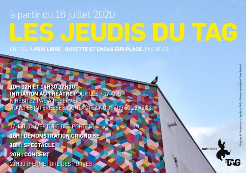 Les jeudis du TAG, été 2020 - Fresque de Popaye sur la façade du TAG - Photo et graphisme Timor Rocks ! 